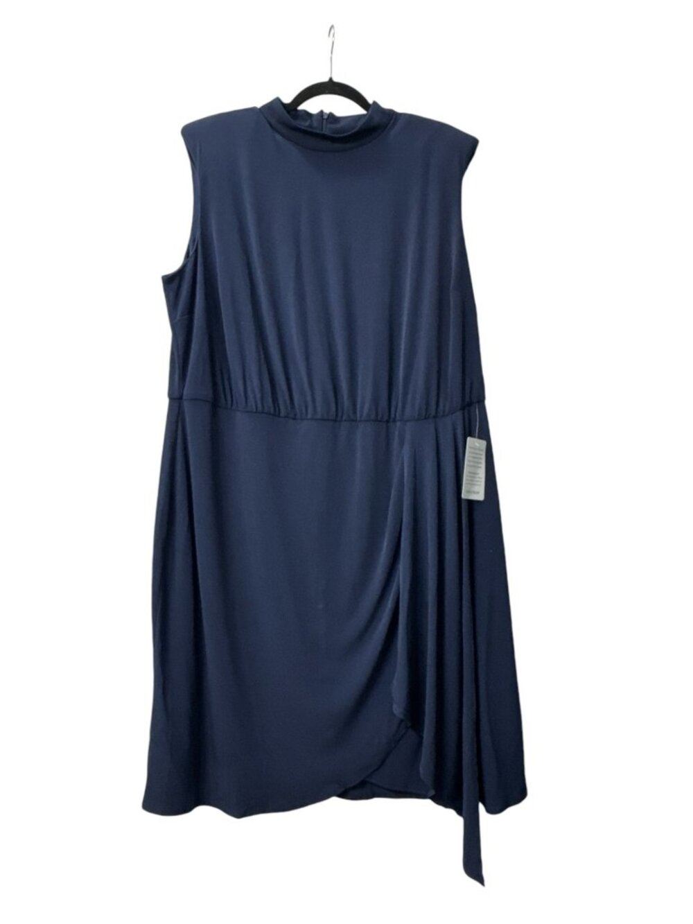 London Times Plus Size Women's Draped-Front Sheath Blue Dress 20W